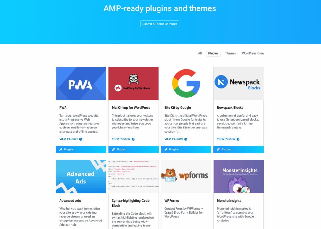 Listagem de plugins e temas compatíveis com o plugin de AMP para WordPress