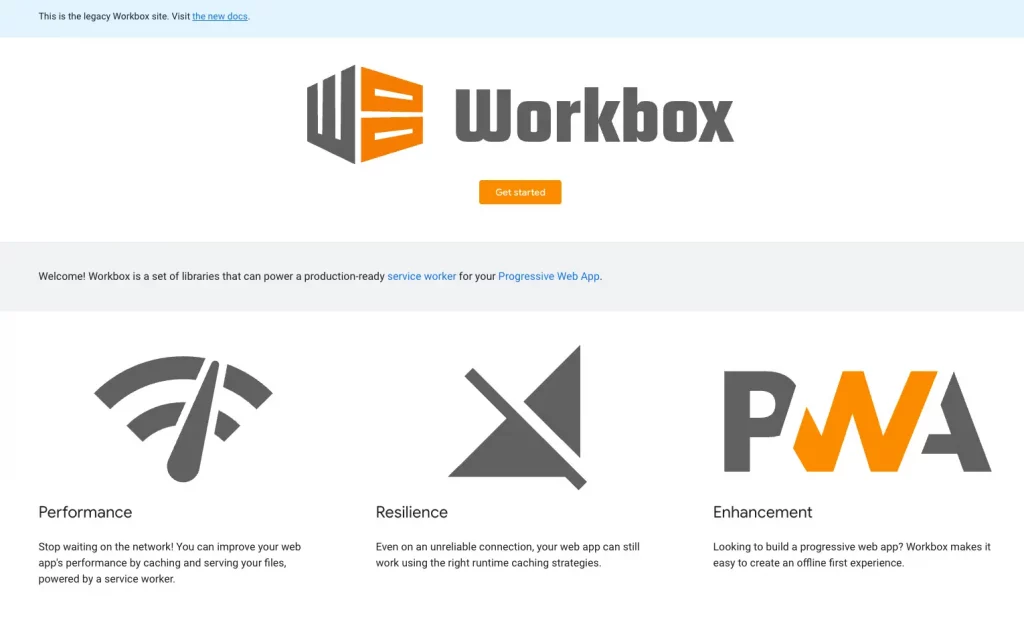 Homepage do projeto workbox