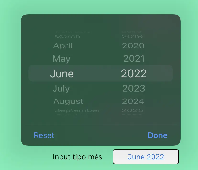 input type month para selecionar meses no iOS