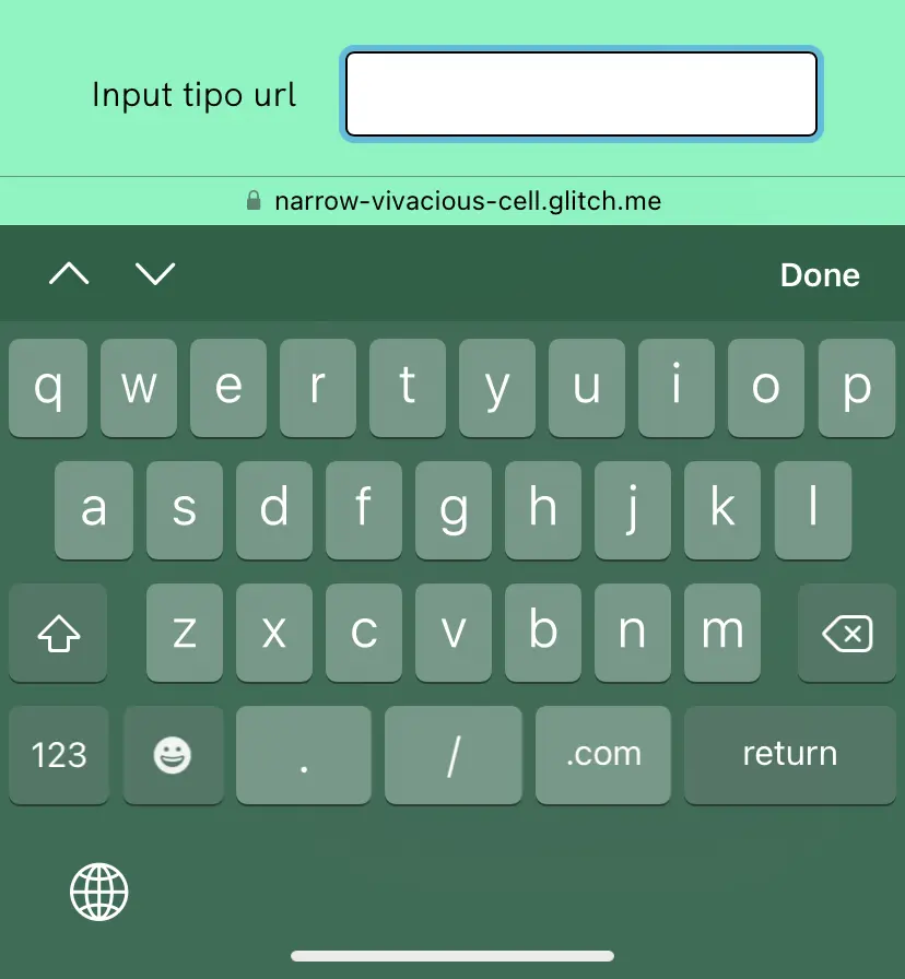 input type URL em ação no iOS