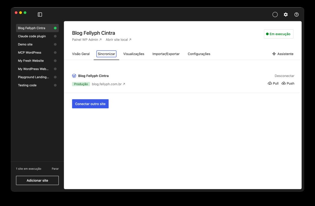 Sincronizando sites com WordPress Studio